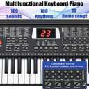 61 Key Keyboard Piano, Portable Electronic Keyboard Piano for Beginners with Speakers, Microphone, Sheet Music Stand, 100 Voices, 100 Rhythms, Digital Music Keyboard Built-In Speakers
