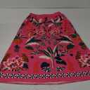 THLAI Womens Skirt Midi Skirt Tropical Plant Print Pink Zipper A-Line Long Skirts Spring Summer Skirt Floral, Small