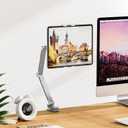 Houele Tablet Stand Holder, Adjustable Foldable Tablet Arm iPad Desk Mount with 360Rotate Base, Phone Holder iPad Stand for Desk and Bed, Compatible with Tablets, Phones or Other 4-15.6" Device