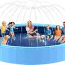 132'' Foldable Dog Pool, Giant Sprinkler Pools for Kids, Non-Slip Heavy Duty Dogs Pool for Large Dogs, Hard Plastic Kiddie Bathtubs for Backyard, 11ft