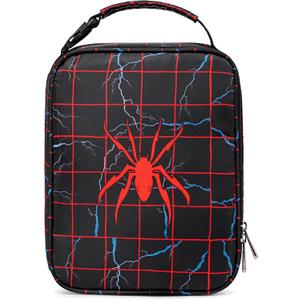 FunnyGifts Kids Boys Lunch Box Insulated Lunch Bag for 3 4 5 6 7 8 9 10 11 12 Kids For Back to School Reusable Freezable Small Cooler Bag Snack Bag for Elementary Kindergarten Primary School (Black)