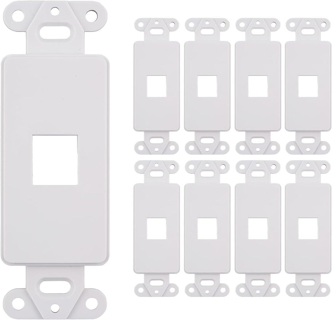 10 PACK Decorative Wall Plate for Keystone, Ethernet, HDMI, Coaxial & More, White Cover, 1 Port, Ideal for Home & Office Installations (1 Port)
