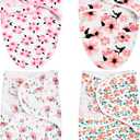 Newwiee 4 Pcs Preemie Baby Swaddle Wrap Adjustable Cotton Preemie Swaddle Blanket for Newborn Boys Girls(Flower Style,Fit for Preemies)