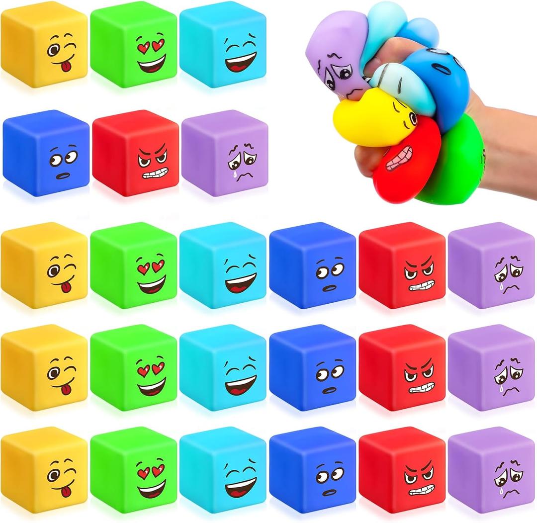 Meooeck 24 Pcs Slow Rising Stress Cube Square Fidget Ice Cube Stress Toys for Adults Squeeze Balls for Easter Basket Stuffer Easter Egg Filler Party Gift ADHD Autism Anxiety