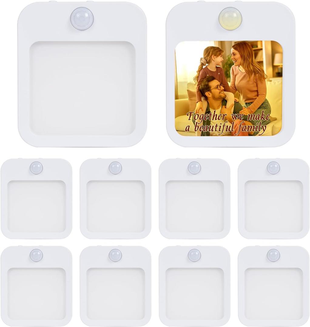 PYD Life 10 Pack Sublimation Night Light Blanks Plug in Motion Sensor 3" x 2.7" x 1.6",Warm Yellow LED Nightlight Adjustable Brightness for Bedroon,Bathroom,Hallway,Stairs,Kitchen