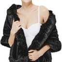 BABEYOND Faux Fur Shawl for Women with Collar Scarf Wrap Faux Fur Evening Cape for Winter Coat (One Size, Black)