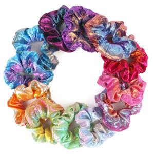12 Pcs Scrunchies for Women, Shiny Metallic Hair Scrunchies for Girls, Hair Ties Elastic Hair Bands Ropes, Soft Ropes Ponytail Holder Hair Accessories(Gradient Metallic)