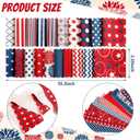 Hosuly 40 Pcs Patriotic Quilting Fabric 2.55" Red White Blue Jelly Fabric | American Flag Star Fabric Strip, 2.55 x 39.4 in Patchwork Bundle Roll for Patriot Labor Veterans Day Rug Blanket DIY Craft