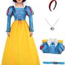 Danvato Princess Snow Costume White Cosplay Dress Womens Halloween Classic Fairytale Dress Role Cosplay for Adult. Size XL