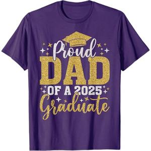 Dad Senior 2025 Proud Dad Of A Class Of 2025 Graduate T-Shirt (Purple)(Men, Small)