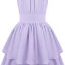 GRACE KARIN Girls Summer Spaghetti Strap Dress Teen Easter Formal Dance Cami Sundress Smocked Back Dresses 7-14 Years (Purple)