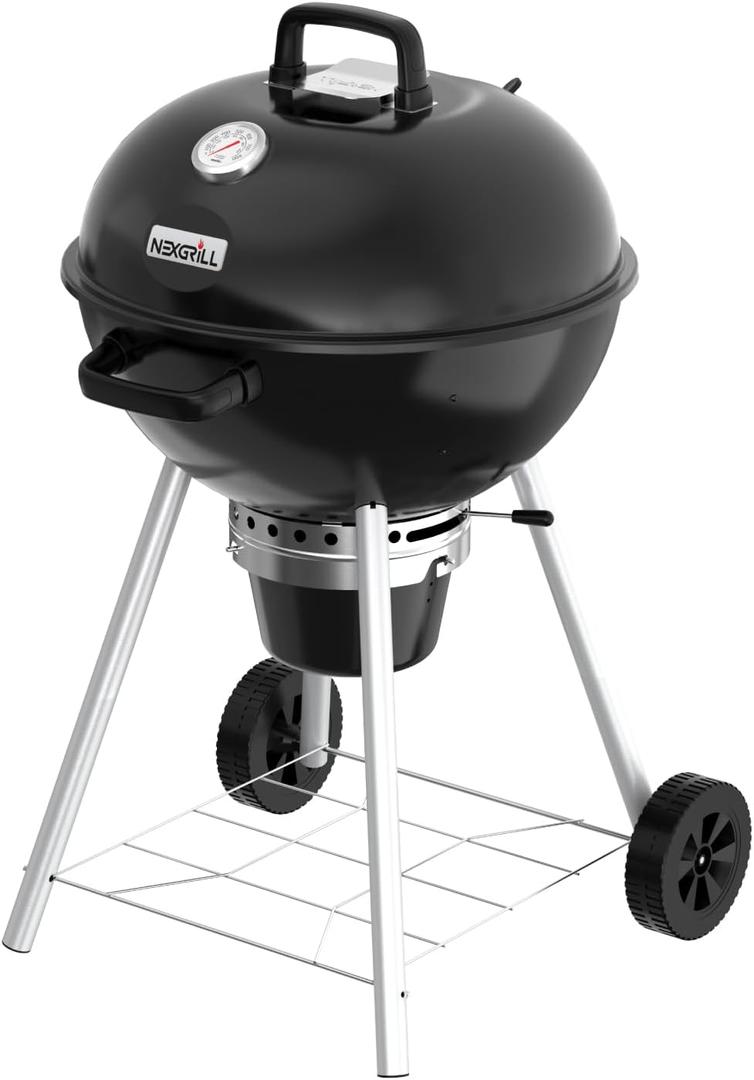 Nexgrill 22.5" Premium Charcoal Grill, Portable Kettle with Storage Rack