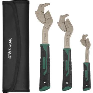 6 8 10 Self Adjustable Pipe Wrench Set, Chrome Vanadium Steel, Plumbers Wrench, Pipe Vise Wrench with Self Locking Function for 9/32-1 3/8 (7-35mm) pipes and nuts