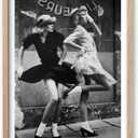 iHery Natural OAK Wood Framed Vintage Women Dancing Wall Art, 12x16in Beige Frame Canvas Retro Women Fashion, Chic Ladies Posing, Black and White Print, Vintage Feminist Wall Decor Set of 1