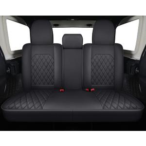 Aierxuan Jeep Wrangler JK JL 4-Door Back Seat Covers Custom Fit 2007-2026 Unlimited Rubicon 392 Sahara Willys Sport High Altitude 4X4 Truck Pickup Waterproof Leather (Rear Seat/Black1)