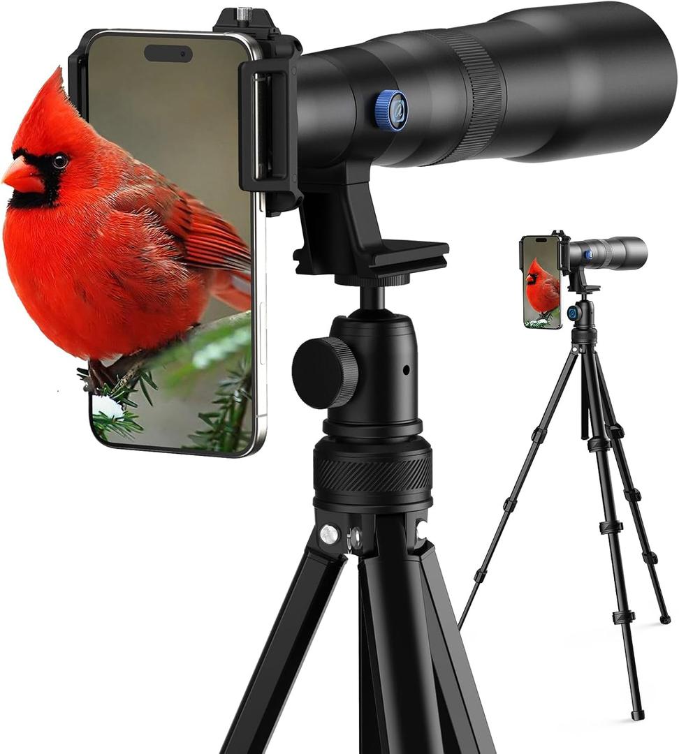 APEXEL 50x Telephoto Lens for iPhone & Android Phones | Wildlife Moon Photography Monocular Telescope | with Universal Clip & Tripod | High-Definition Optical Zoom Lens for Landscapes Target Viewing