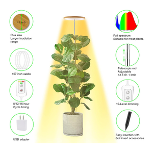 yadoker Plant Grow Light, LED Growing Light Full Spectrum for Indoor Plants,Aluminum Walnut Wood Grain Plant Lights,Height Adjustable, Automatic Timer, 5V Low Safe Voltage,Idea for Large