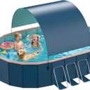 146" Non-Inflatable Foldable Swimming Pool for Family, Portable Above Ground Pool for Adults & Kids, Easy Setup for Outdoor, Backyard, Garden, Camping - Durable PVC(146"x98"x20", NEW) (Midnight Blue)