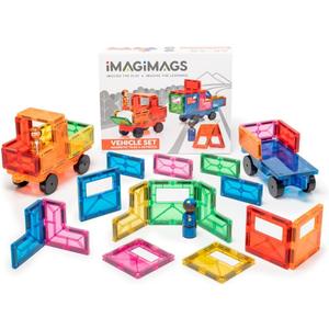 Magnetic Building Tiles, 28 Piece Vehicle Set for Boys Girls Kids, Educational Car Learning Activity Building Block Toddler Toys, STEM, Children Ages 3 Years +