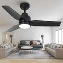 Black Ceiling Fans with Lights, 42 Inch Modern Ceiling Fan with Remote for Bedroom, Living Room, Patio, Outdoor&Indoor, Dimmable 3 Color Ceiling Fans with 6 Speeds, Quiet DC Motor, Timer
