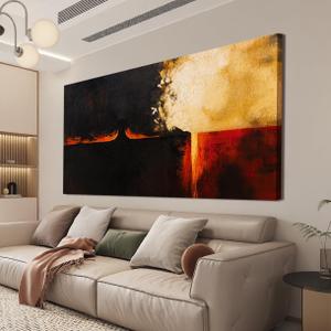 Canvas Wall Art Decor Wall Art Pictures For Living Room Black Red Vintage Wall Art Decor Abstract Art Work Decoration Modern Abstract Wall Art Prints For Bedroom Office Kitchen Wall Decor 24" x 48"