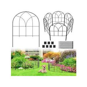 Youpehom Small 12.55"*16.53" Decorative Garden Fencing Border, No Dig Fences Barrier, Black Metal Fence, Garden Edging Fence Panel, Dog Fence Outdoor for Yard, Flower Bed (6 pcs)