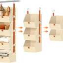 MSJGA 4Tier Hanging Closet Organizer and Storage with Detachable Bins, Fabric Hanging Shelves for Closet, Dorm, Rv, SpaceSaving Collapsible Basket for Handbags, Clothes (47” H)​