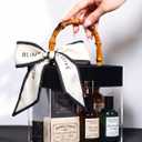Elegant Transparent Acrylic Gift Box with Bamboo Handle - Includes Matching Silk Scarf, Reusable Handbag Design, Eco-friendly, Birthdays, Visiting friends, Gifts (Box & Scarf Only, No Contents)
