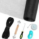 Windows Screen Replacement and Screen Door Repair Kit, 6Pcs Window Screen Fiberglass Mesh Kit - Window Screen & Screen Door Mesh & Screen Porch Repair Kit (Black, 48" x 118")
