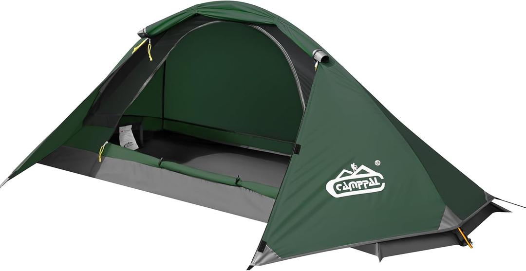 Camppal 1 Person Tent for Camping Hiking Mountain Hunting Backpacking Tents 4 Season Resistance to Windproof Rainproof and Waterproof (Green)