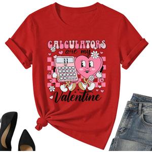 Valentine Day Girl Love Heart Shirt Kids Valentine Day Cute Cat Short Sleeve Love Heart Boy Tee Top (M)