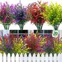 TURNMEON 20 Bundles Artificial Flowers for Outdoors Summer Decor, UV Resistant No Fade Fake Lavender Flowers Plastic Faux Plants for Window Box Garden Planter Porch Indoor Cemetery Decor(Mix Colors)