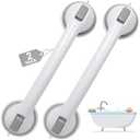 Auroras Strong Suction Cup Grab Bars for Bathtubs and Showers, 2 Pack Removable Heavy Duty Shower Grab Bars for Seniors No Drilling, 16 Inch Non-Slip Shower Handles for Elderly, Children, Injured