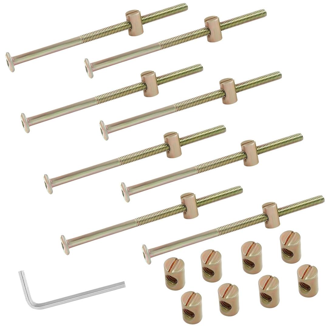 Biaungdo M6 x 120mm Bunk Bed Bolts, Hex Drive Socket Furniture Barrel Screws Bolt Nuts Furniture Crib Baby Bed Bolt with Wrench(Bronze, 12 Pcs)
