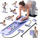 Pilates Board, Pilates Reformer Set, Pilates Machine 15-in-1 Multifunctional Abdominal Board for Home Office Workout, Foldable Portable Pilates Reformer Board for Women