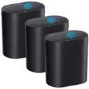 3 Pack 5 Gallon Bathroom Trash Can with Lid, Automatic Motion Sensor Black Trash Can, Touchless Slim Waterproof Garbage Bin for Kitchen, Bedroom, Office, and Bathroom