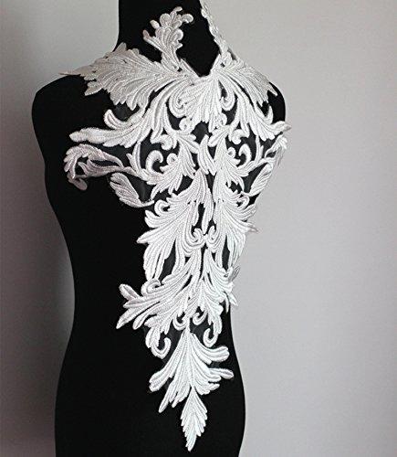 1 Piece Ivory Collar Lace Appliques Delicate Wedding Trim Embroidery Polyester Lace Necklace Neckline Sewing Craft 56X35 cm