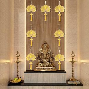 Kalakriti Floral Wall Lotus Hangings Decoration | Temple Pooja Room Back Dropper| Haldi Mehandi Hanging Flower Decorative for Wedding Indian Diwali Decor Gift Item Pack of 7,10 inch