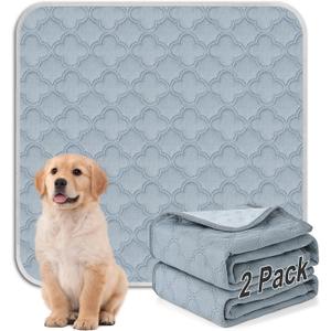 FunFurry Washable Pee Pads for Dogs - 2 Pack Reusable, Waterproof Puppy Pads, Super Absorbent with Dog Paw Shape Non-Slip Backing (Light Grey, 31" X 36" - 2 Pack)