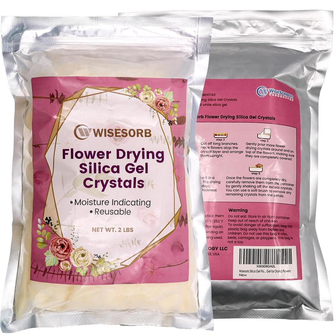 (NET 2 LBS) Silica Gel Flower Drying, Silica Gel Flower Drying Crystals, Color Indicating Flower Drying Silica, Reusable Silica Gel for Drying Flowers