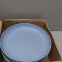 HEYCOME 12 Pcs Unbreakable Deep Dinner Plates Set, 10 inch Reusable Plastic Wheat Straw Plates, Microwave and Dishwasher Safe Plate for Kitchen, Lightweight Plate for Dessert, BPA Free, 6 Colors (6-Dark Multicolor)