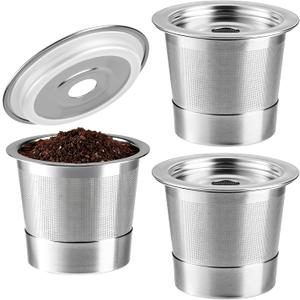 3 Pack Reusable Coffee Pods Compatible with Ninja PB051, PB041 & CFP101 Coffee Makers, 304 Stainless Steel Permanent Coffee Filters, Compatible with K-Cup Brewing Systems