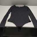 Chunpin Women's Square Neck Notch V Neck Long Sleeve Bodysuit Tops Double Lined Thong Bodysuit (Large) Black