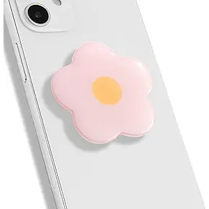 OnTheGrip Cute Solid Color Daisy Flower Design Collapsible Mobile Phone Grip Stand Holder for Smartphone Tablet Cell Phone Accessory (Pink)