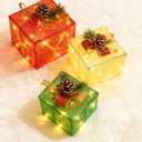 Christmas Joy Lighted Gift Boxes Decorations Set of 3, Stackable Christmas Nesting Boxes Battery Operated for Home and Party Decoration
