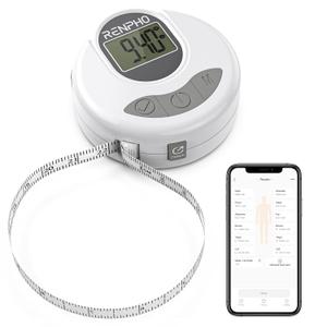 RENPHO Body Measuring Tape, Bluetooth Smart Tape Measure with Lock Hook & Retractable Function, Accurate Body Fat Measurement Device for Weight Loss, Muscle Gain, Fitness Bodybuilding, 60in /150cm