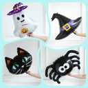 166pcs Halloween Balloon Arch Kit - Pastel Rainbow & Black Latex Balloons with Witch Hat/Ghost/Spider/Black Cat Foil Balloons for Little Boo Birthday, Halloween Baby Shower Party Decorations