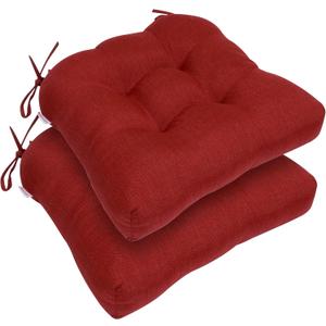 RACE LEAF 17" x 17" Patio Chair Seat Pads Red - Outdoor/Indoor Patio Cushions Set of 2 - Replacement Cushions for Chairs and Seating - Olefin Seat Pads for Porch, Deck, and Garden Seats