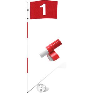KINGTOP Golf Flagstick 6ft, Portable Five-Section Design for Backyard Practice Putting Green, Driving Range Golf Pin Flag Hole Cup Set, Gift Idea (Version1- Red Flag#1, 1-Pack)