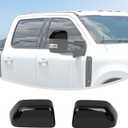 Linskip Driver and Passenger Side Mirror Covers for Ford F250 F350 F450 F550 2017-2026+, Top Half Tow Mirror Bezel Caps for Super Duty (Top, Black, Overlay, Black)